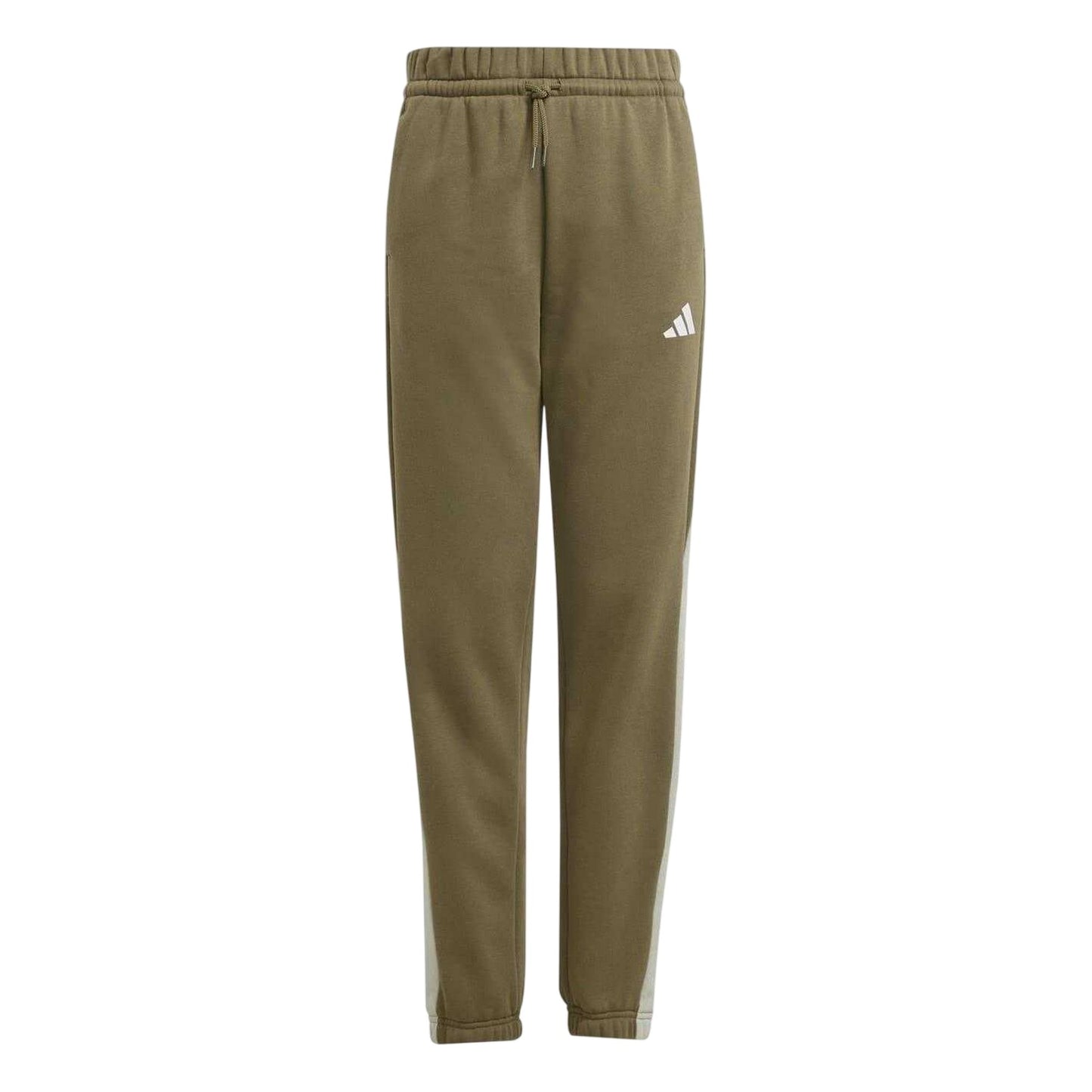 Olive-Silver-White - Front - Adidas Childrens-Kids Plain Slim Joggers