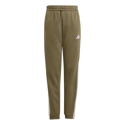 Olive-Silver-White - Front - Adidas Childrens-Kids Plain Slim Joggers
