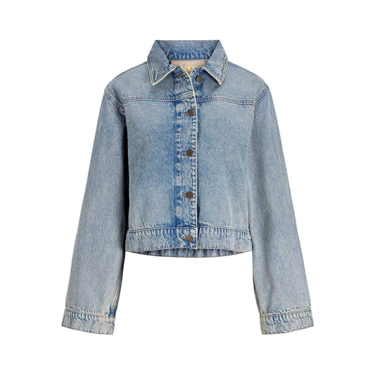 Light Blue Stone Wash - Front - JJXX Womens-Ladies Norma Long-Sleeved Denim Jacket