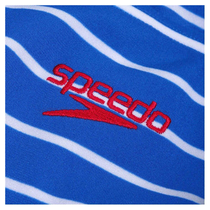 Blue-White - Lifestyle - Speedo Womens-Ladies Medalist Horizontal Stripe One Piece Swimsuit