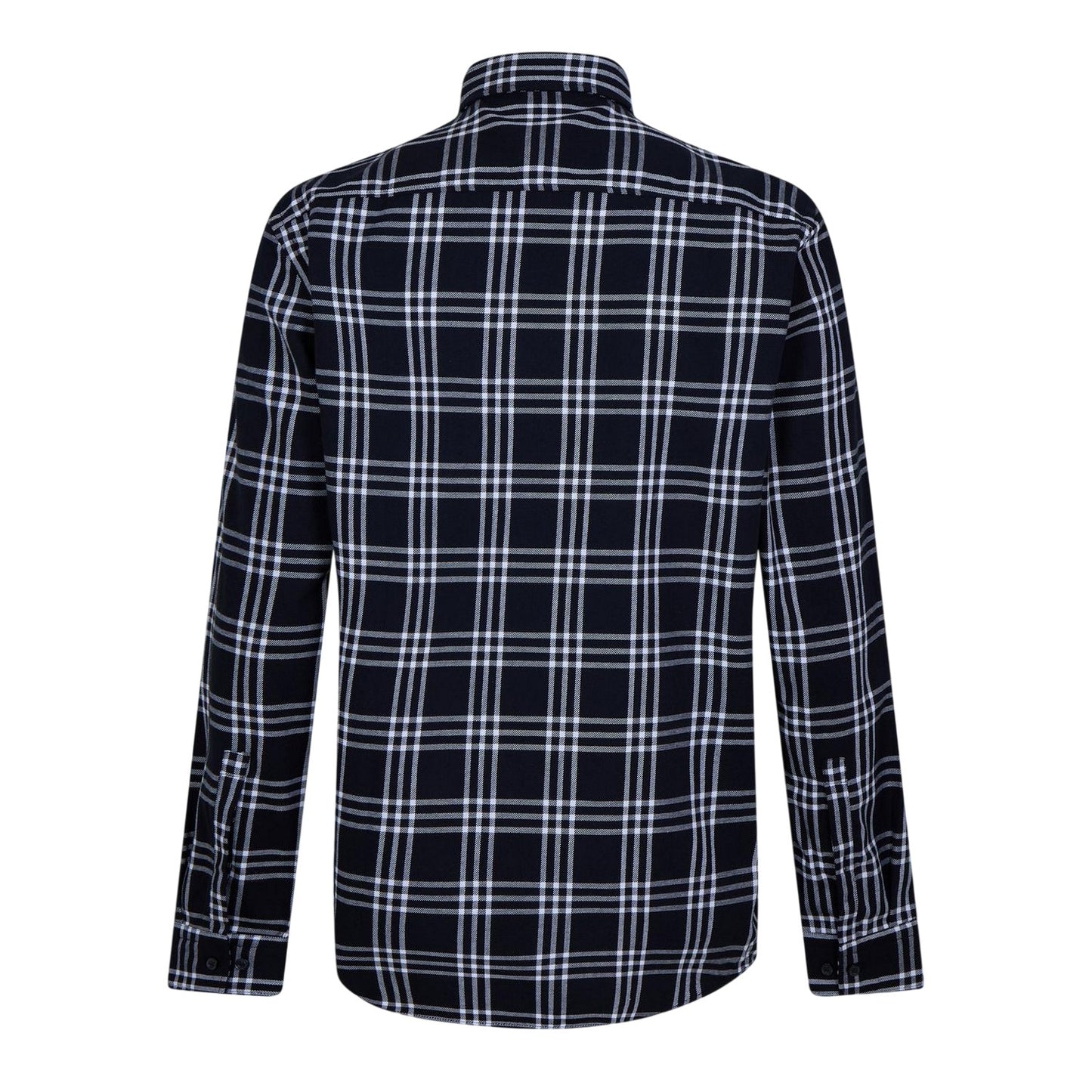 Blue-Black - Back - Hugo Boss Mens Plaid Regular Long-Sleeved Shirt