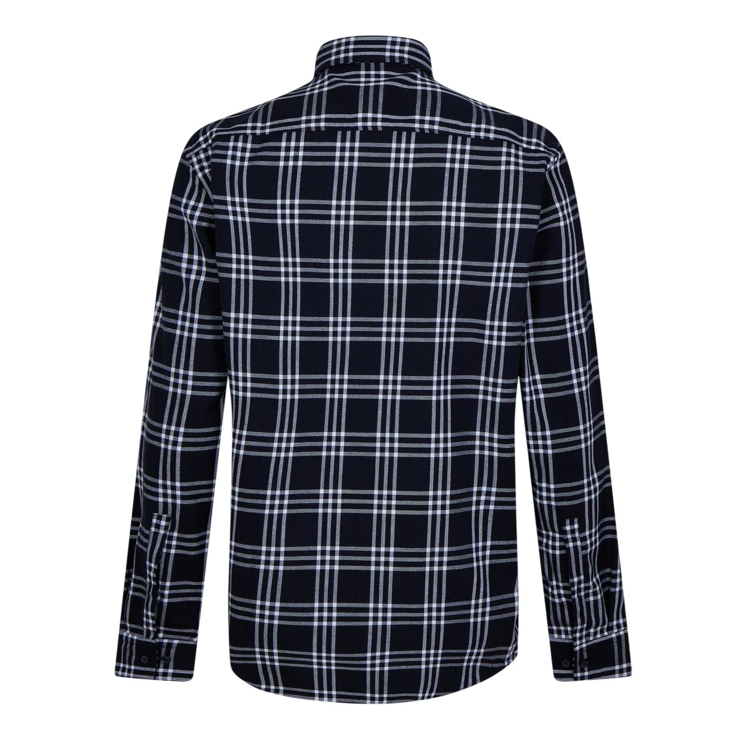 Blue-Black - Back - Hugo Boss Mens Plaid Regular Long-Sleeved Shirt