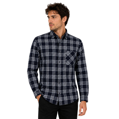 Blue-Black - Lifestyle - Hugo Boss Mens Plaid Regular Long-Sleeved Shirt