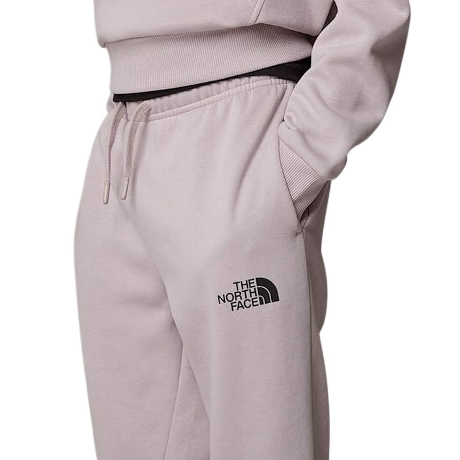 Grey - Side - The North Face Childrens-Kids Fleece Tapered Jogging Bottoms