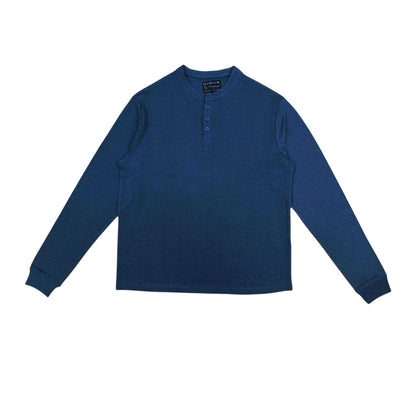 Blue - Back - Howick Mens Plain 3 Button Placket Loungewear Set