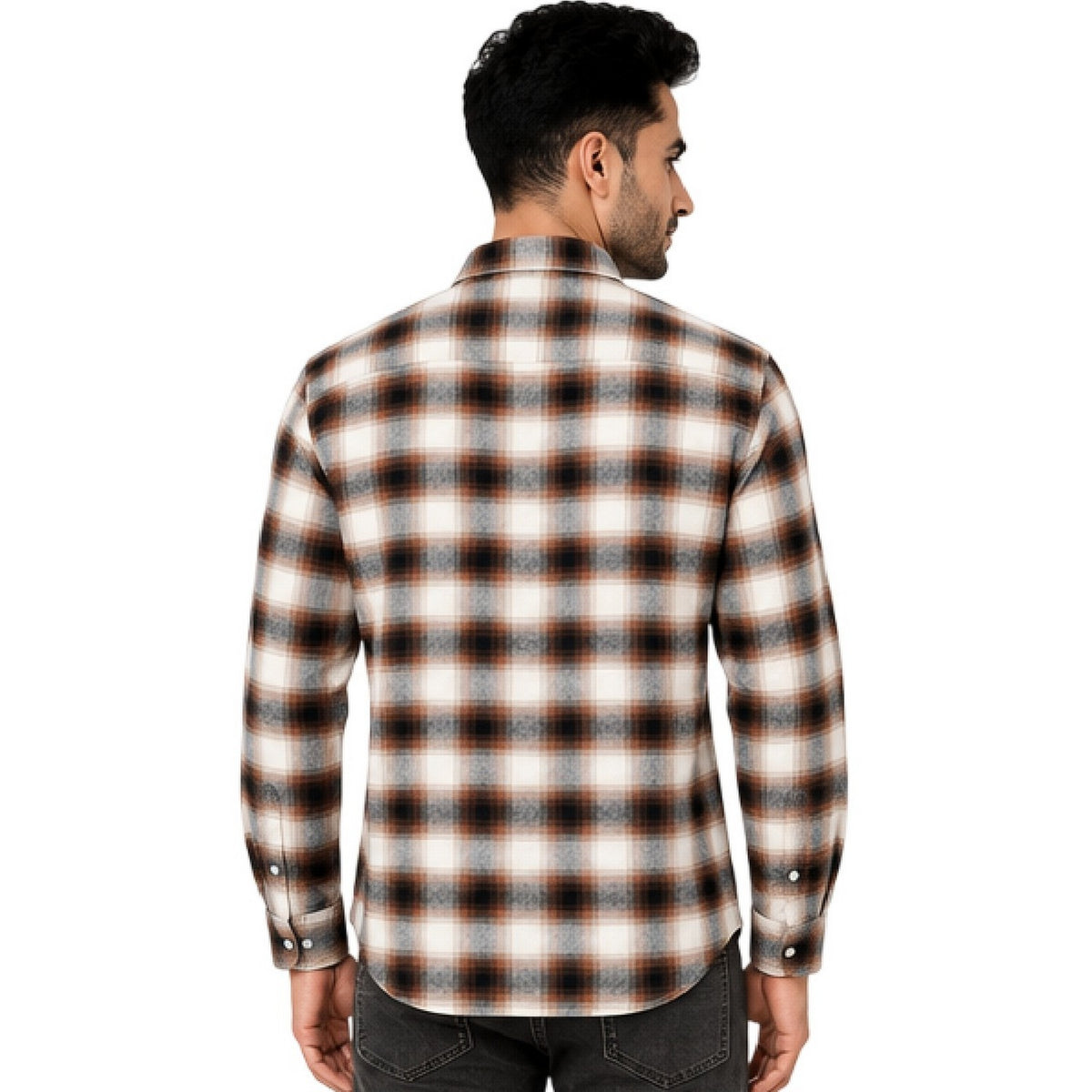 Cream - Back - Levis Mens Worker Plaid Flannel Shirt