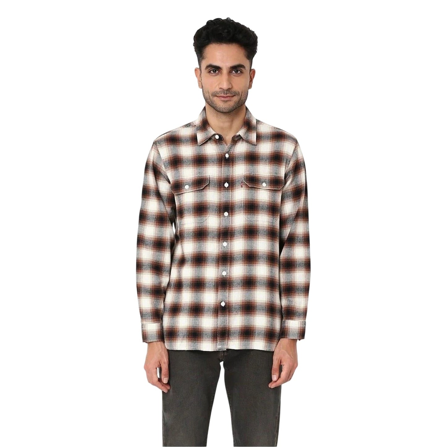 Cream - Lifestyle - Levis Mens Worker Plaid Flannel Shirt