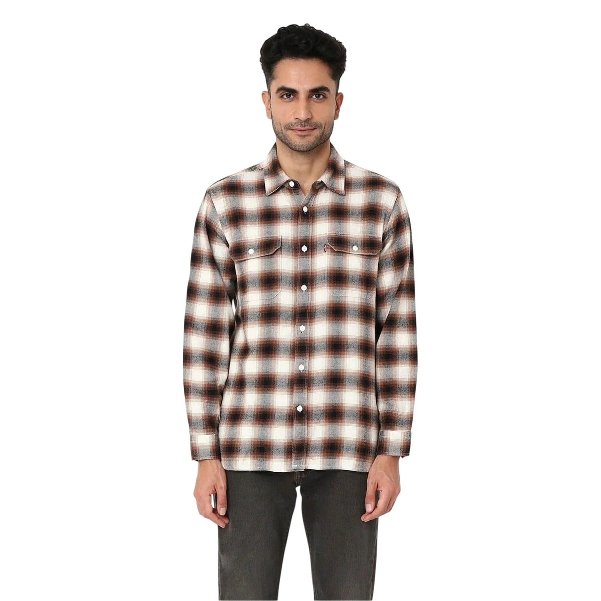 Cream - Lifestyle - Levis Mens Worker Plaid Flannel Shirt