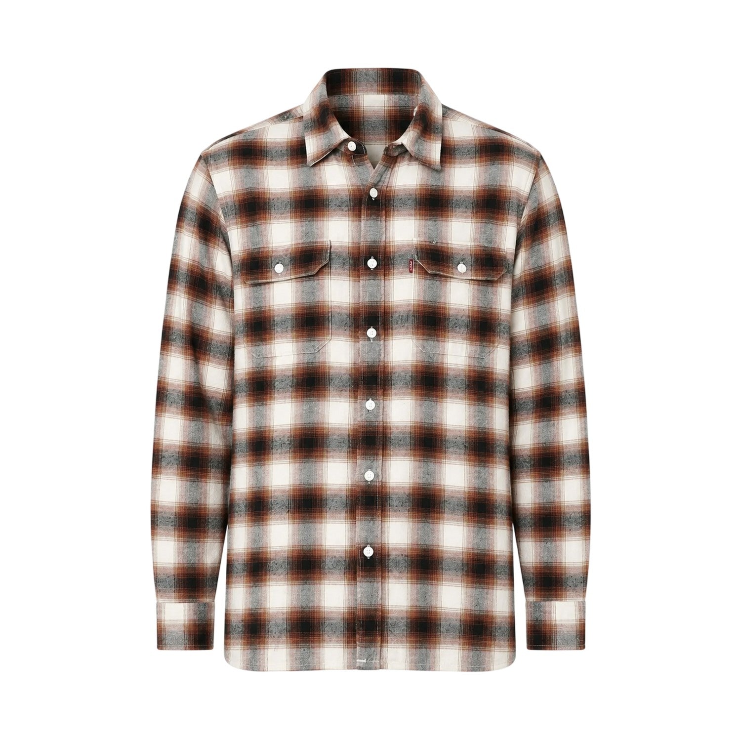 Cream - Front - Levis Mens Worker Plaid Flannel Shirt