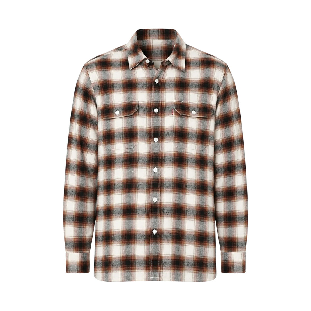 Cream - Front - Levis Mens Worker Plaid Flannel Shirt