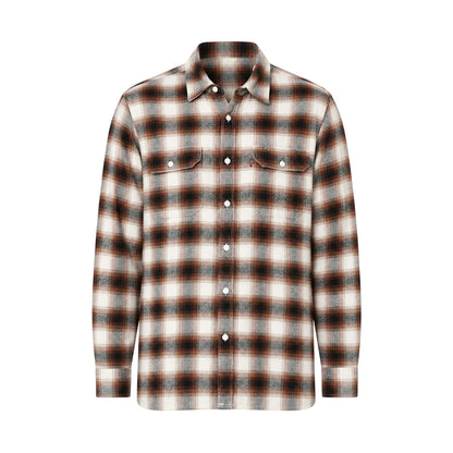 Cream - Front - Levis Mens Worker Plaid Flannel Shirt