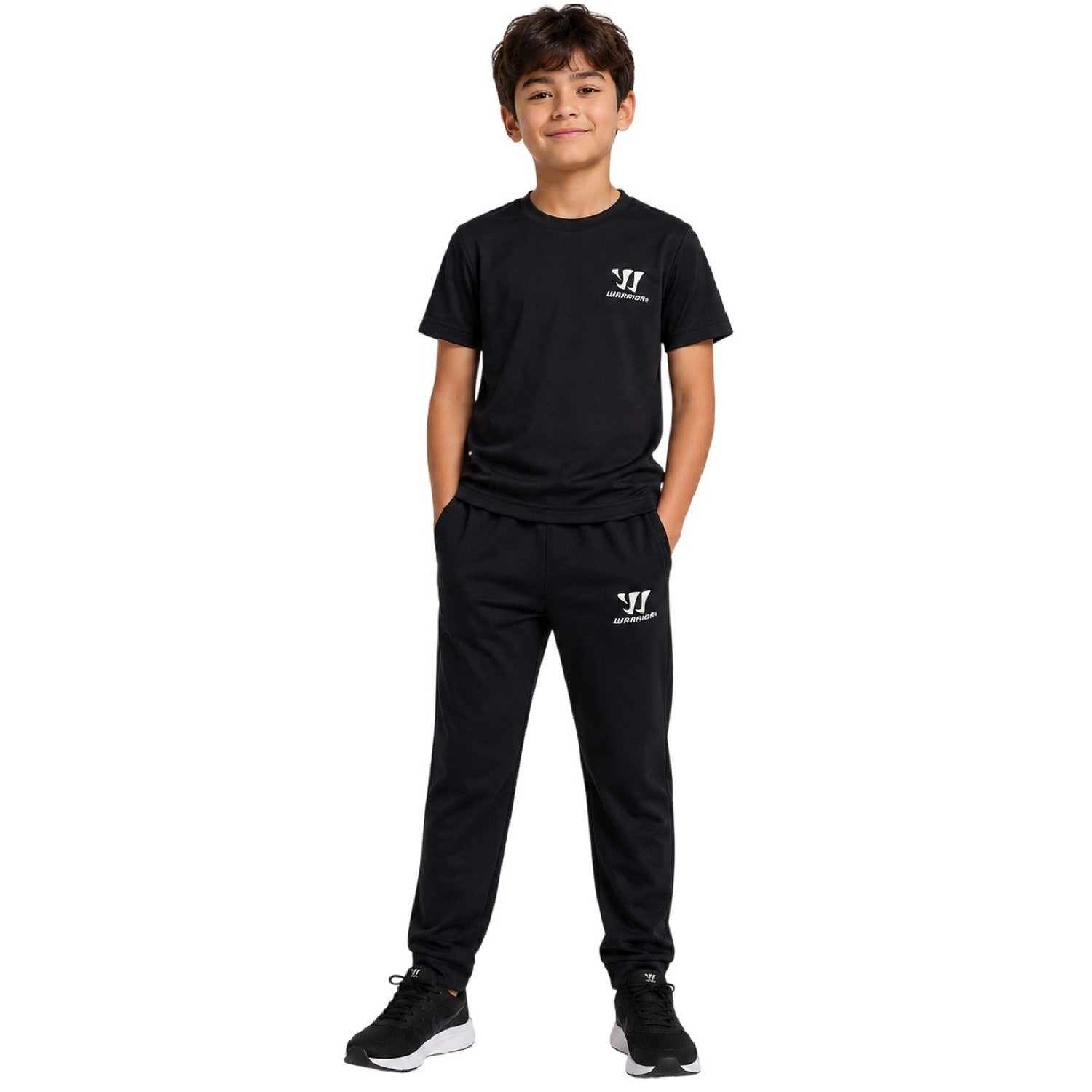 Black - Side - Warrior Childrens-Kids Azt Training Jogging Bottoms