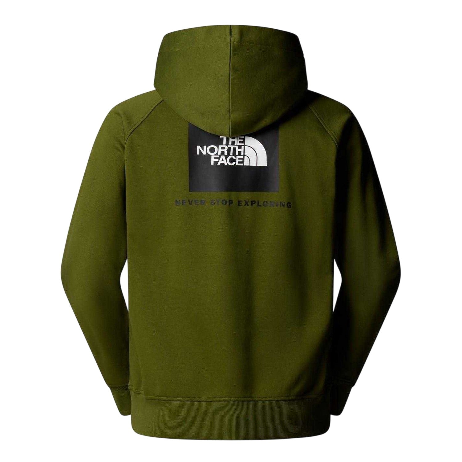 Woodland Green - Back - The North Face Mens Never Stop Exploring Cotton Pullover Hoodie