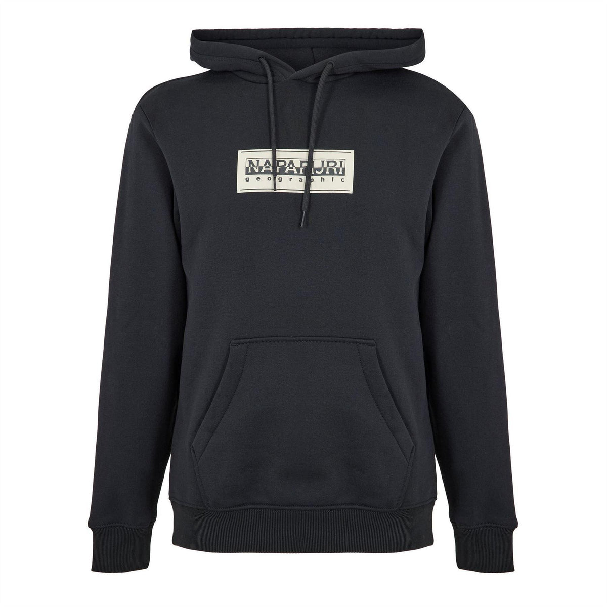 Blue - Front - Napapijri Mens Box Logo Cotton Loose Fit Hoodie