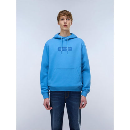 Blue - Side - Napapijri Mens Box Logo Cotton Loose Fit Hoodie