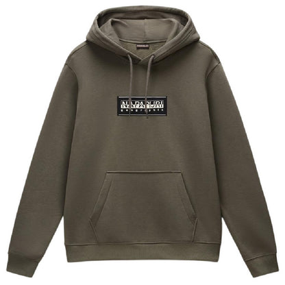 Tea - Front - Napapijri Mens Box Logo Cotton Loose Fit Hoodie