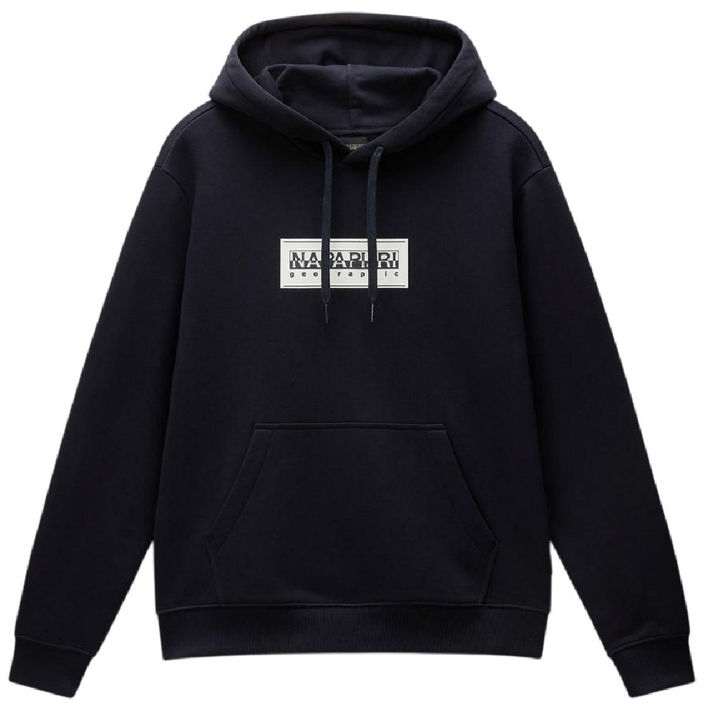 Black - Front - Napapijri Mens Box Logo Cotton Loose Fit Hoodie