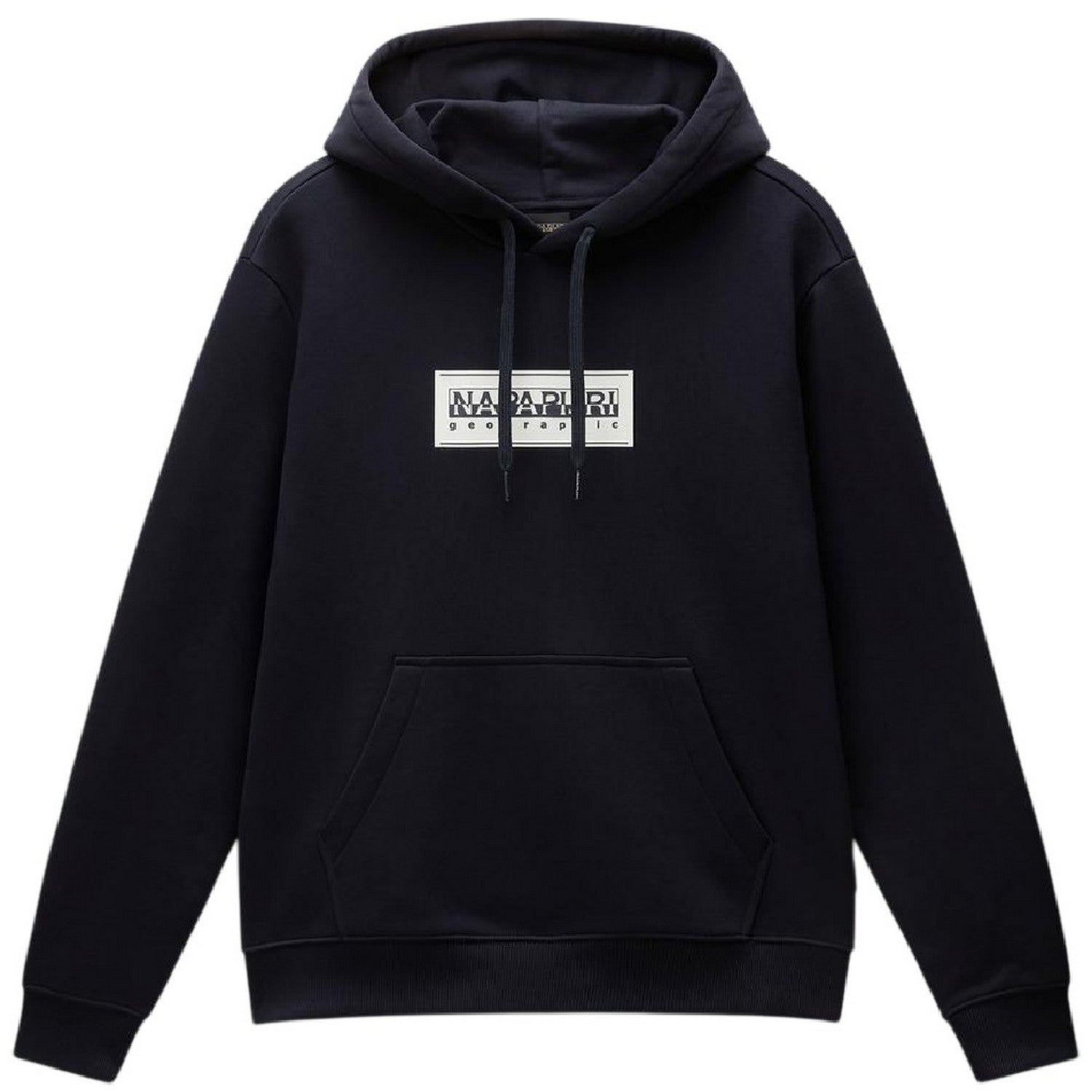 Black - Front - Napapijri Mens Box Logo Cotton Loose Fit Hoodie