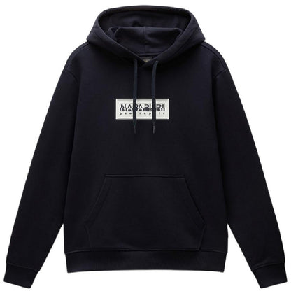 Black - Front - Napapijri Mens Box Logo Cotton Loose Fit Hoodie