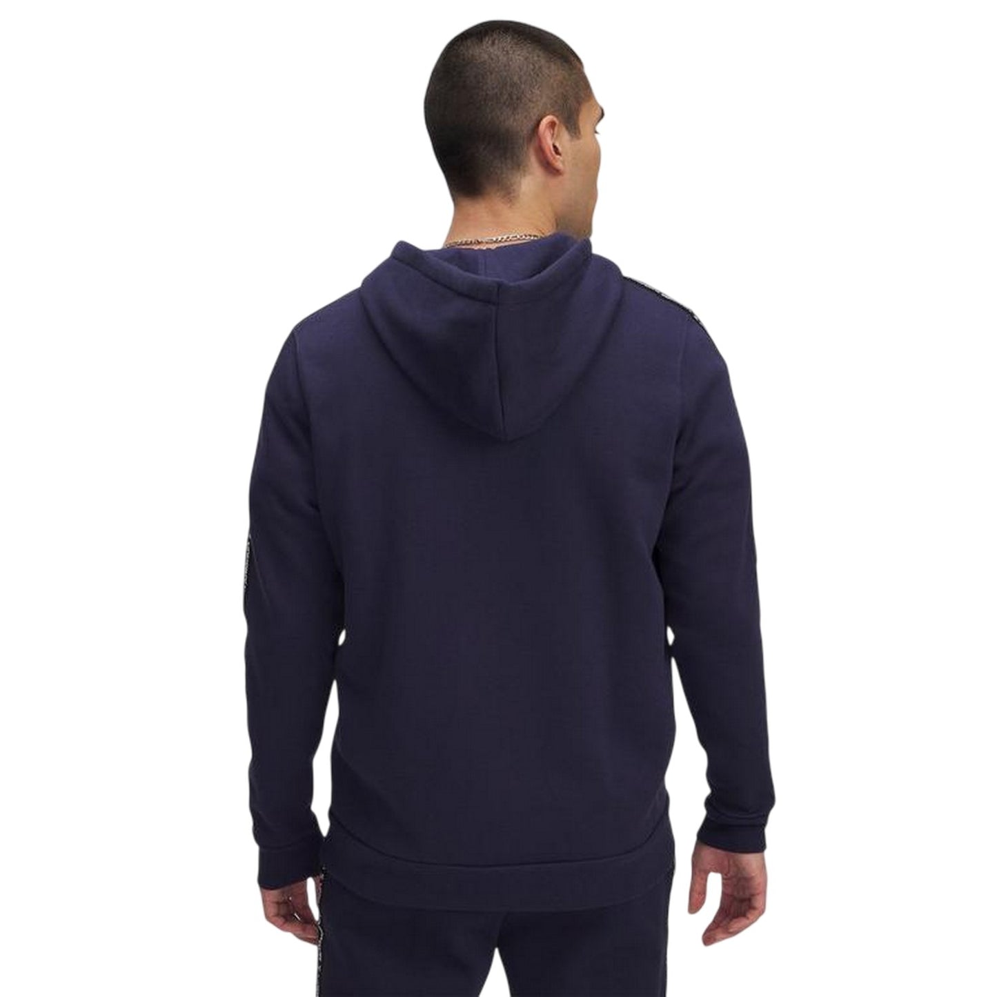 Midnight Navy-White - Back - Under Armour Mens Fleece Taped Sleeve Full Zip Hoodie