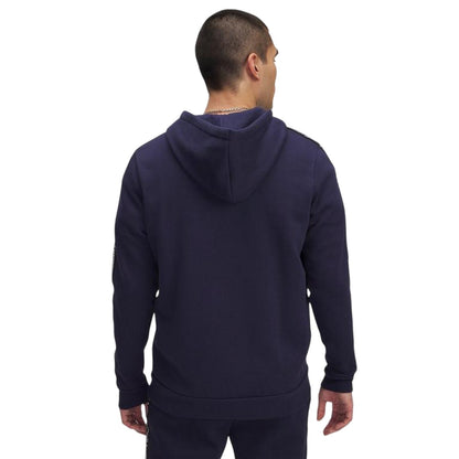 Midnight Navy-White - Back - Under Armour Mens Fleece Taped Sleeve Full Zip Hoodie