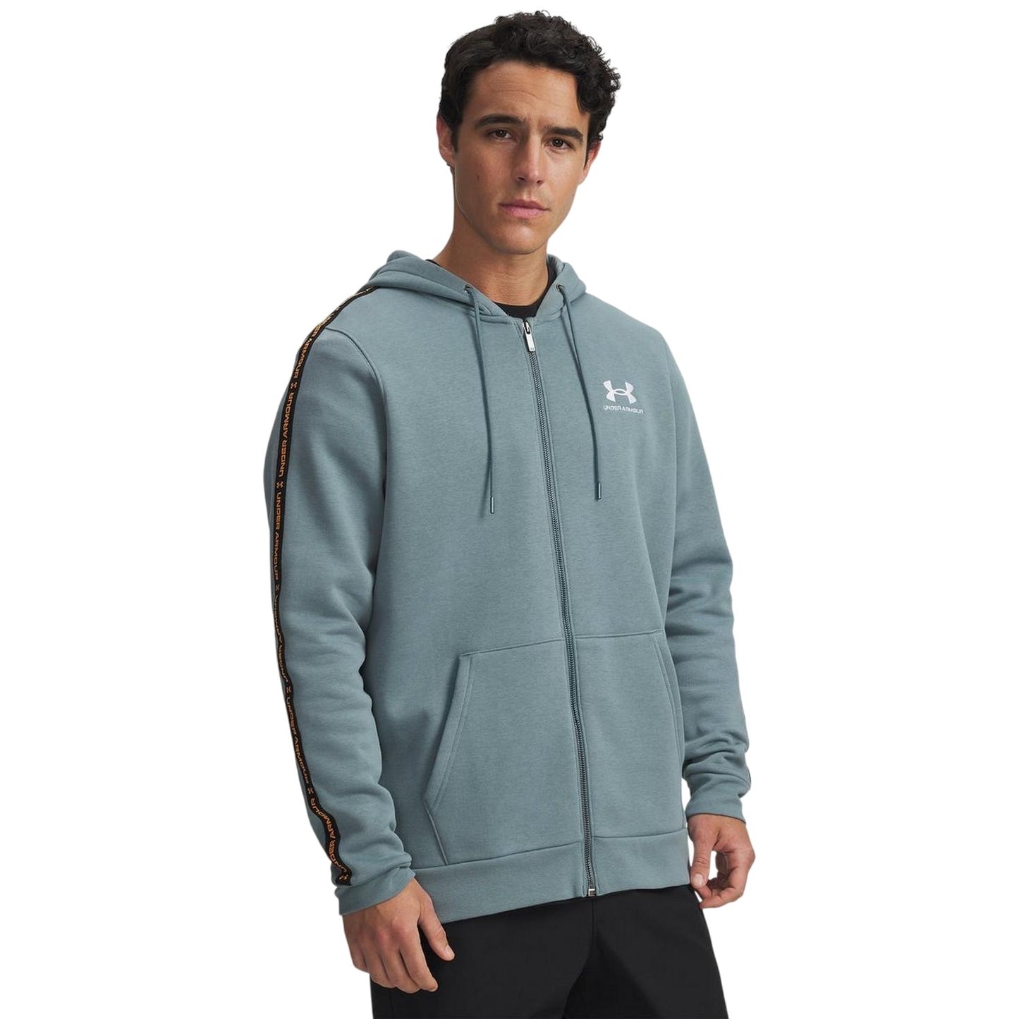 Jasper - Front - Under Armour Mens Fleece Taped Sleeve Full Zip Hoodie
