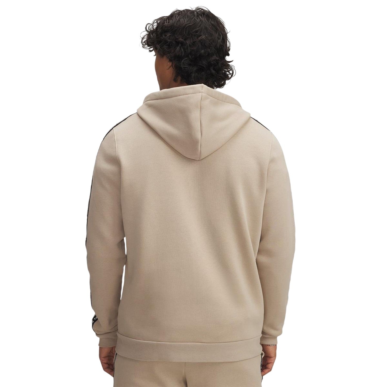 Khaki - Back - Under Armour Mens Fleece Taped Sleeve Full Zip Hoodie
