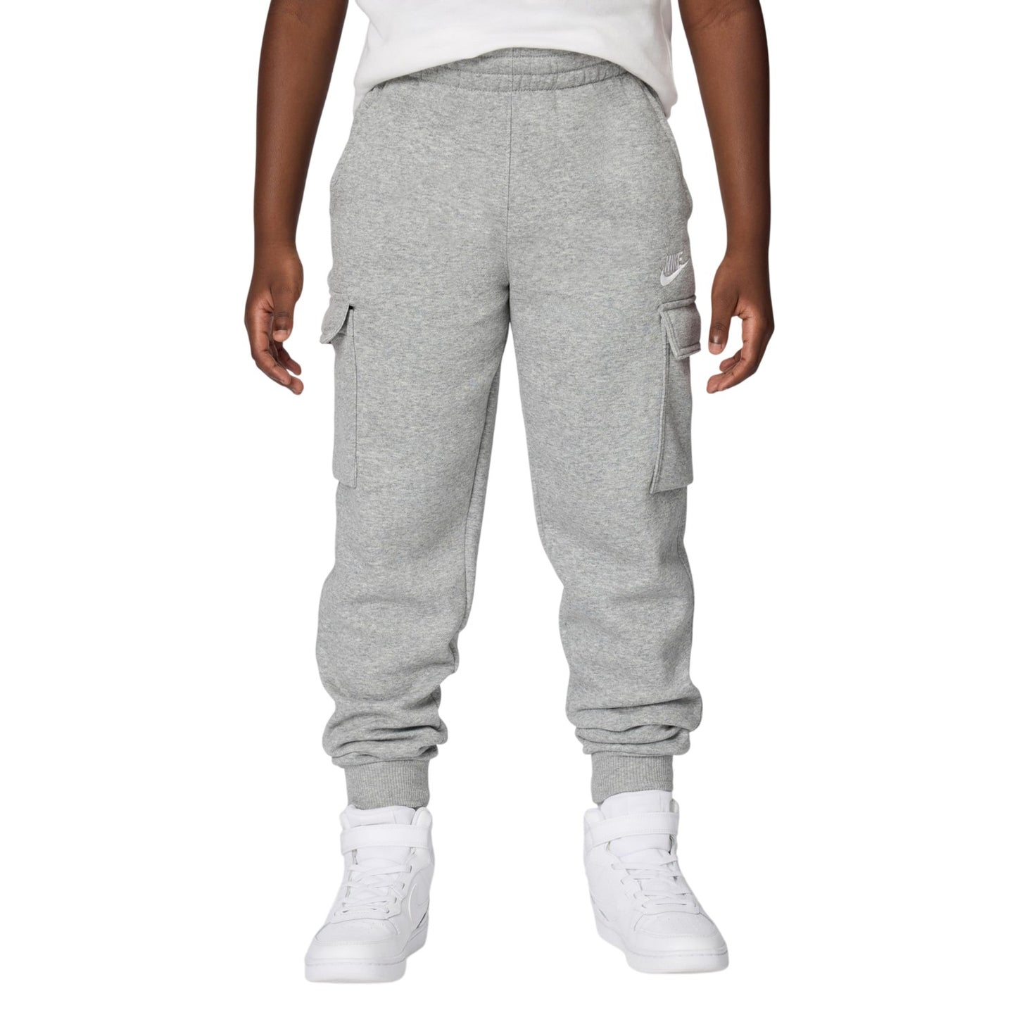 Grey - Front - Nike Childrens-Kids Club Fleece Cargo Trousers