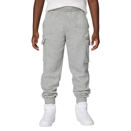 Grey - Front - Nike Childrens-Kids Club Fleece Cargo Trousers