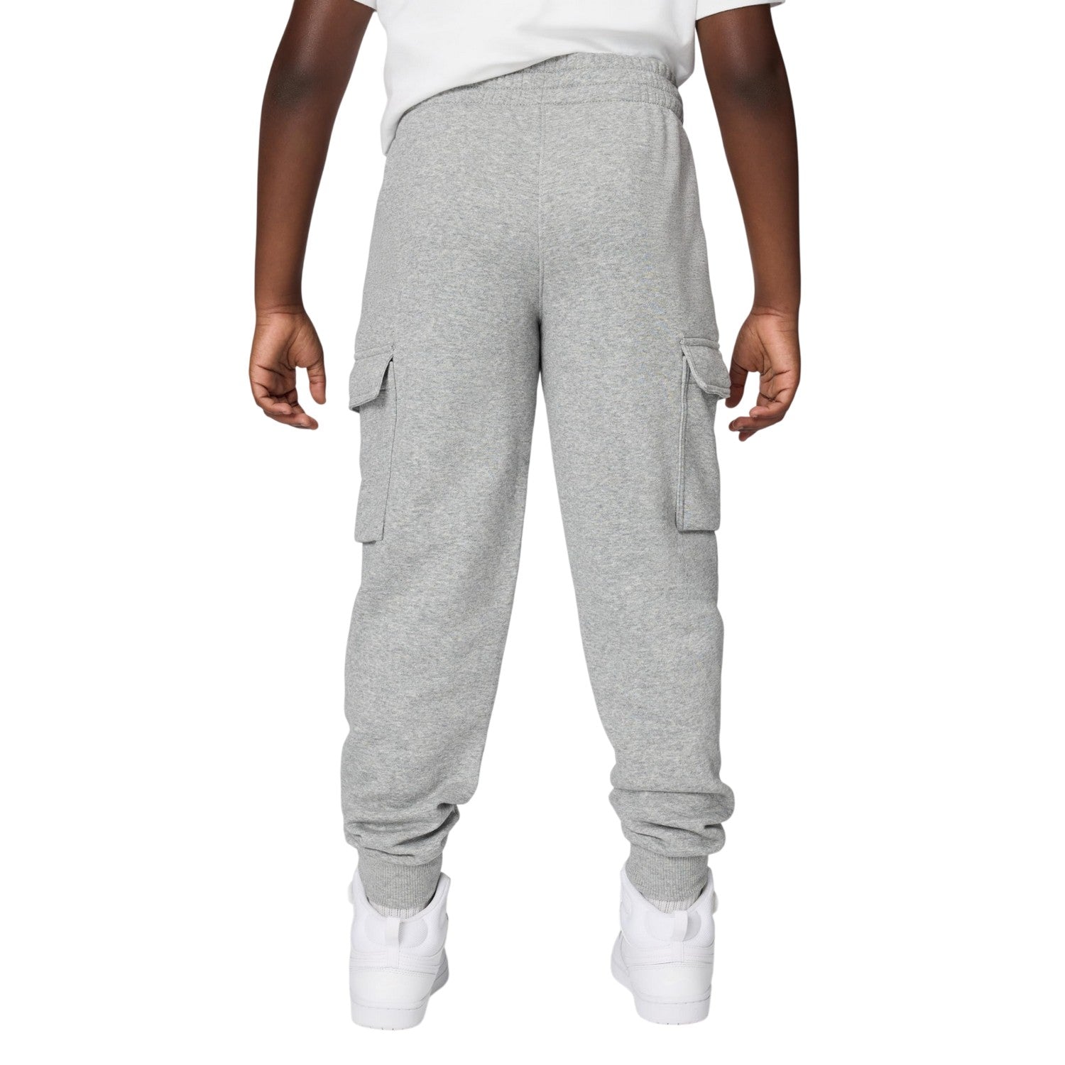 Grey - Back - Nike Childrens-Kids Club Fleece Cargo Trousers