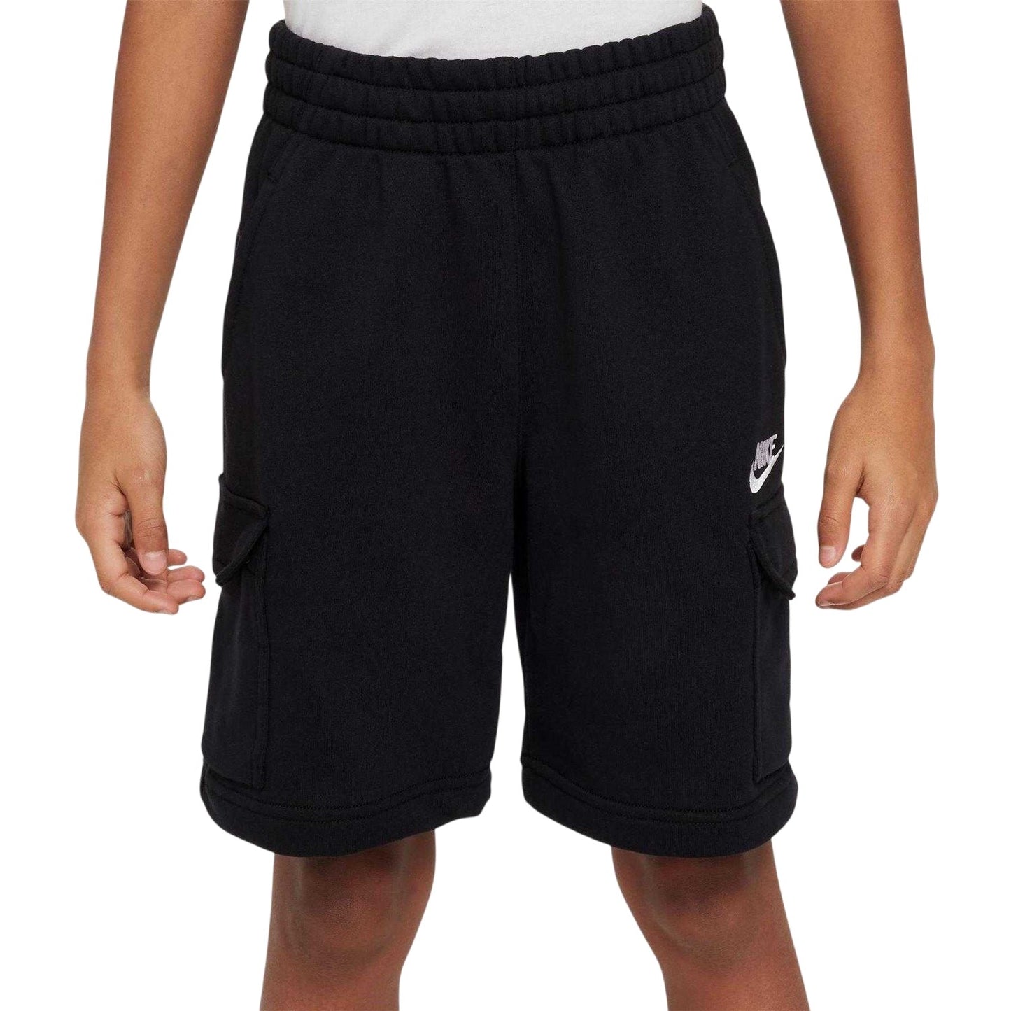 Black - Side - Nike Childrens-Kids Fleece Cargo Shorts