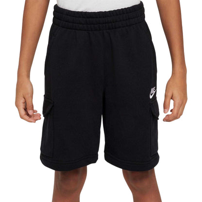 Black - Side - Nike Childrens-Kids Fleece Cargo Shorts