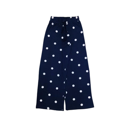 Navy - Side - Linea Womens-Ladies Polka Dot Cotton Long Pyjama Set