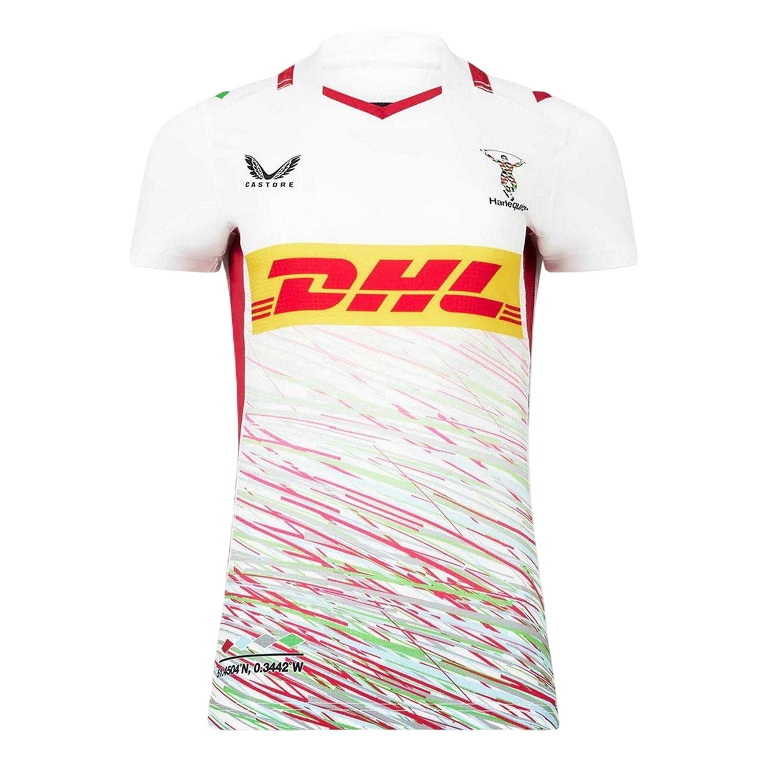 Brilliant White-Jester Red - Front - Castore Womens-Ladies Harlequins F.C. Away Jersey