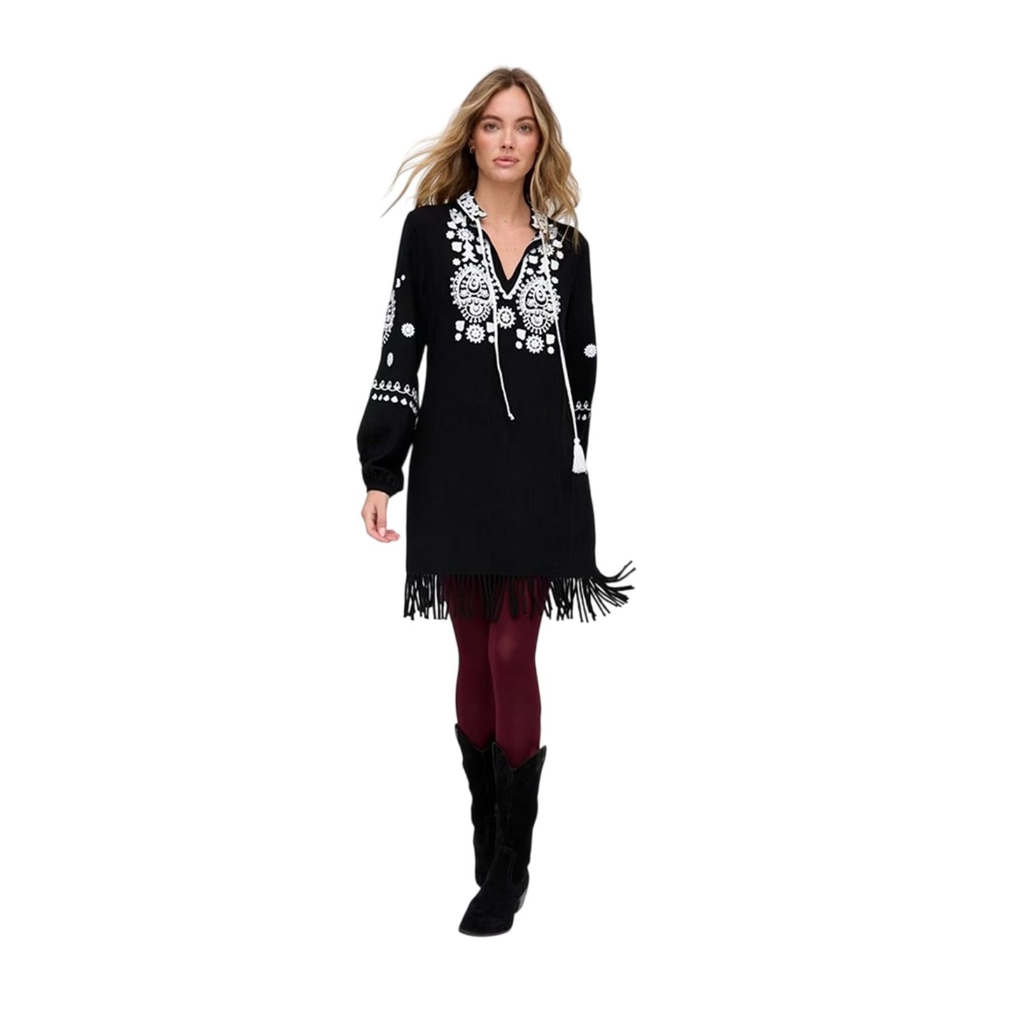 Black - Side - Raffya Womens-Ladies Katie Keyhole Bishop Mini Dress