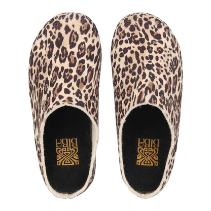 Brown - Side - Biba Womens-Ladies Leopard Print Mules