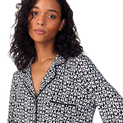 Black - Side - DKNY Womens-Ladies Letters Pyjama Set