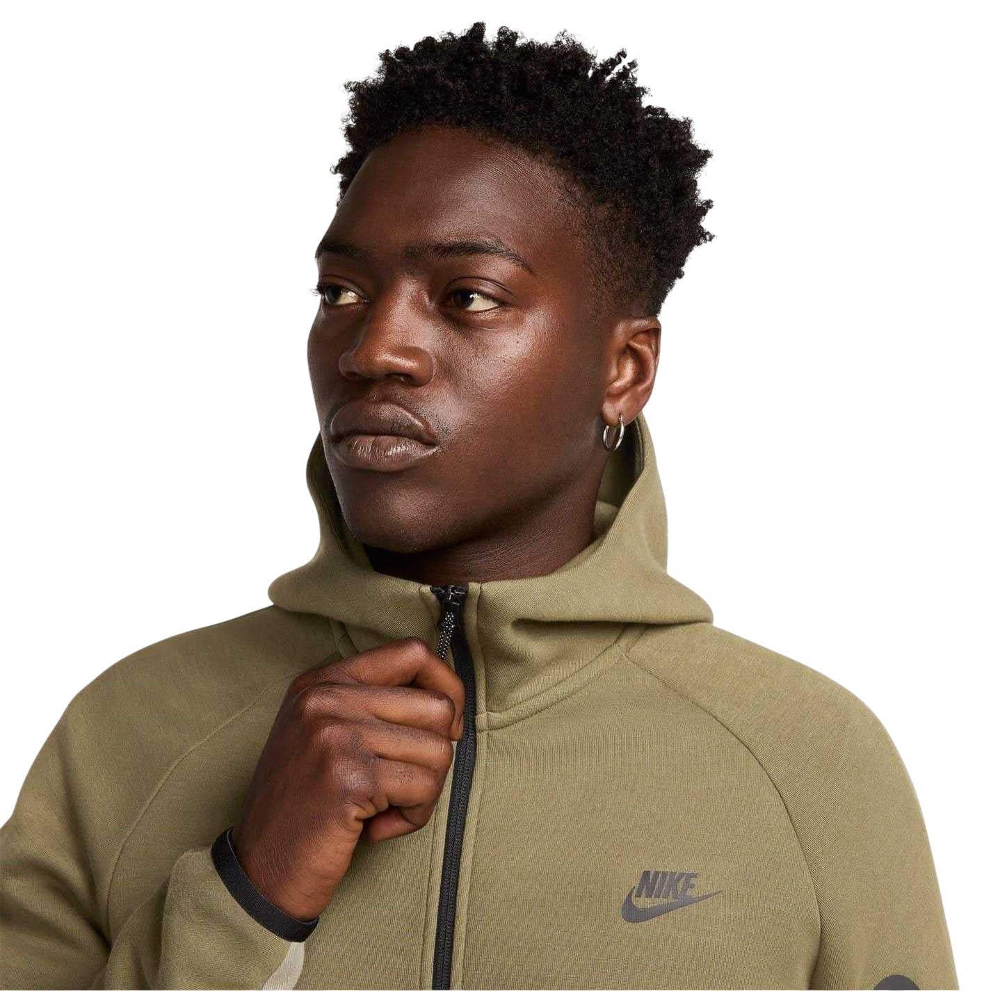 Olive-Army - Lifestyle - Nike Mens Tech Chevron Full Zip Hoodie