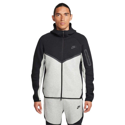 Black-Grey - Front - Nike Mens Tech Chevron Full Zip Hoodie