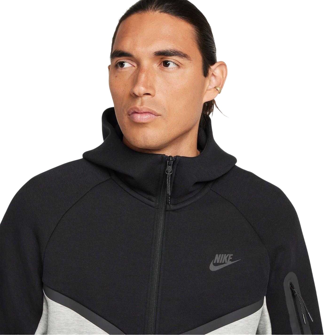 Black-Grey - Lifestyle - Nike Mens Tech Chevron Full Zip Hoodie