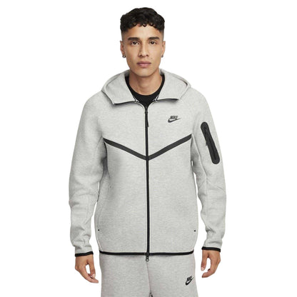 Grey Heather Marl - Front - Nike Mens Tech Chevron Full Zip Hoodie