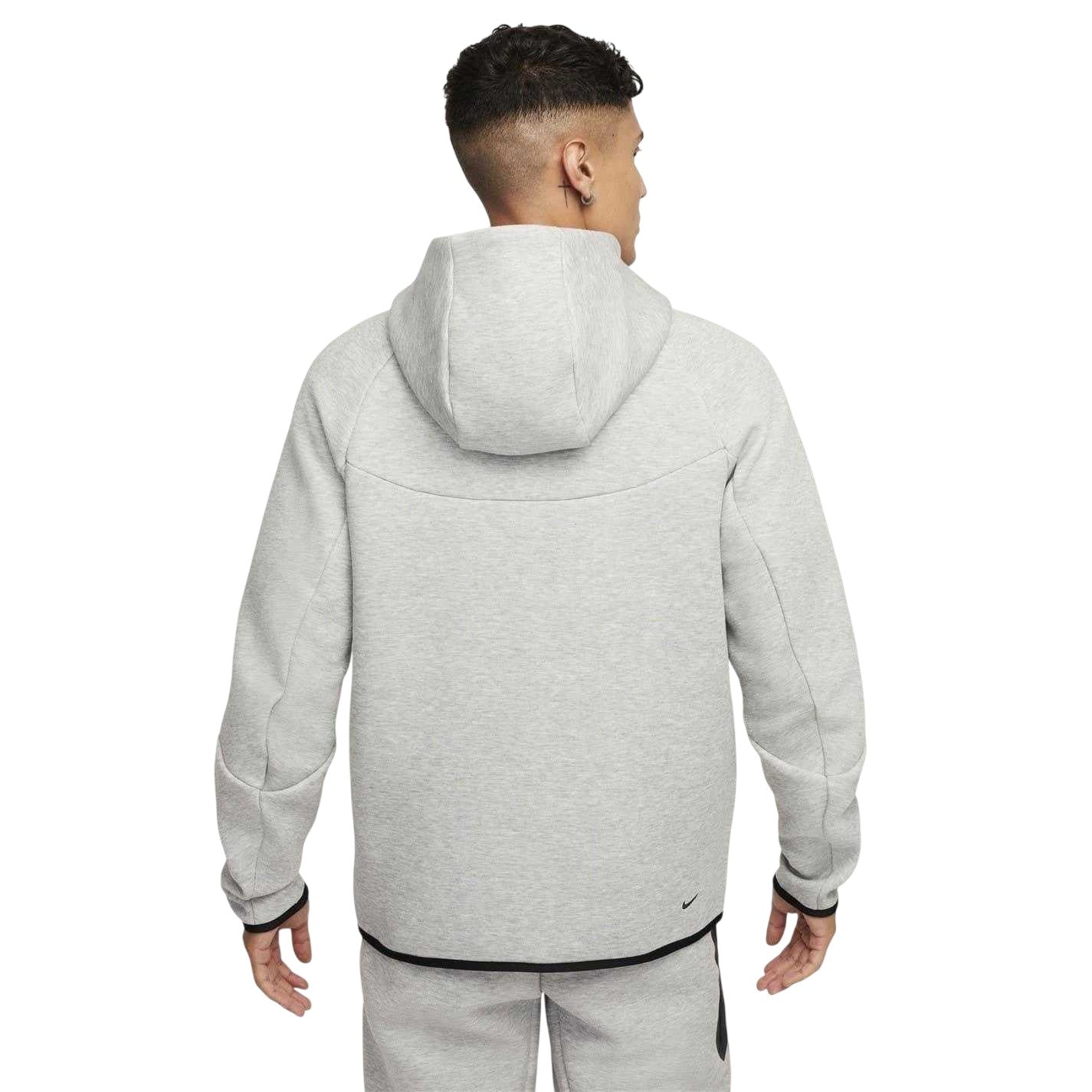 Grey Heather Marl - Back - Nike Mens Tech Chevron Full Zip Hoodie