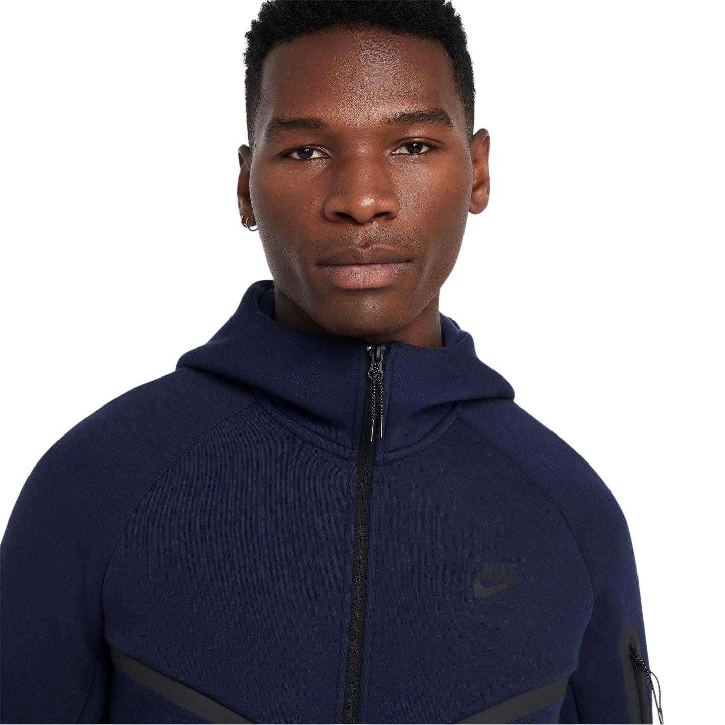 Obsidian Blue-Black - Side - Nike Mens Tech Chevron Full Zip Hoodie