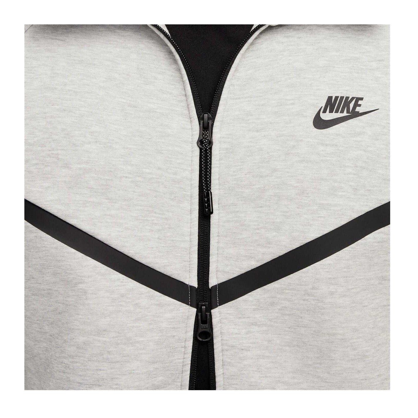 Grey Heather Marl - Side - Nike Mens Tech Chevron Full Zip Hoodie