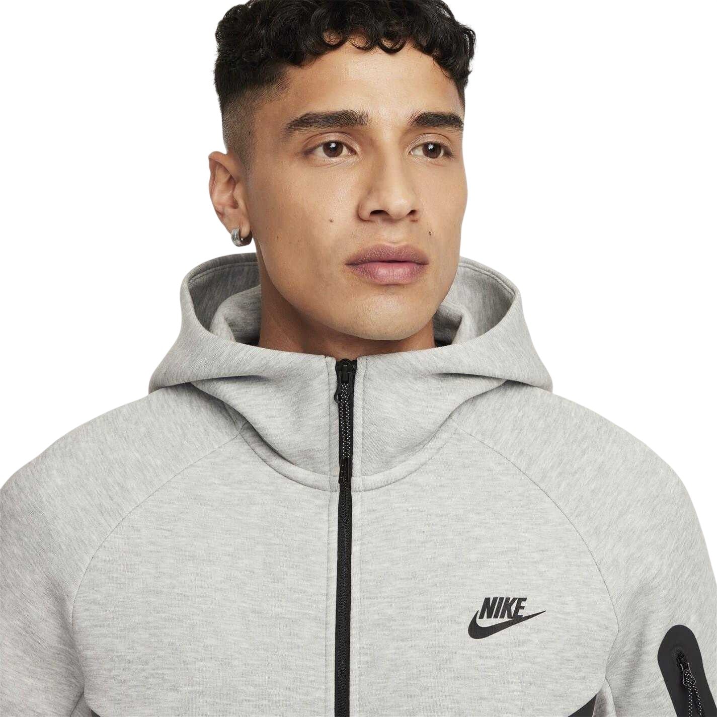 Grey Heather Marl - Lifestyle - Nike Mens Tech Chevron Full Zip Hoodie