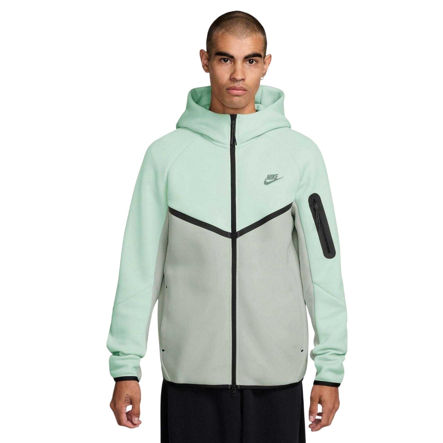 Light Green - Front - Nike Mens Tech Chevron Full Zip Hoodie