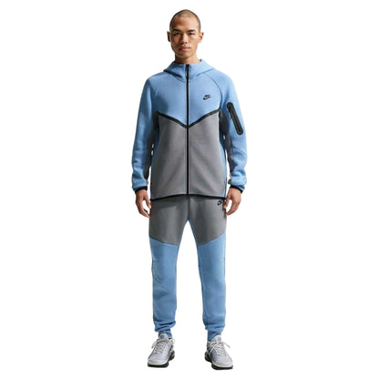 Blue-Grey - Front - Nike Mens Tech Chevron Full Zip Hoodie