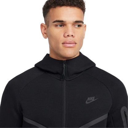 Black - Side - Nike Mens Tech Chevron Full Zip Hoodie