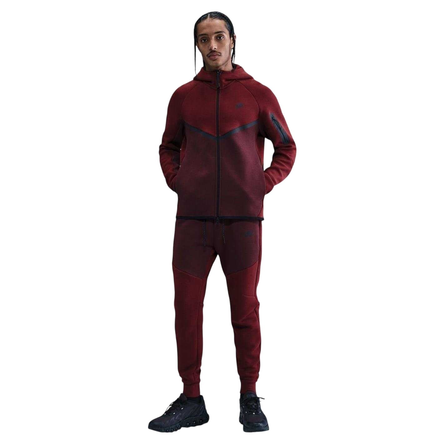 Team Red - Front - Nike Mens Tech Chevron Full Zip Hoodie