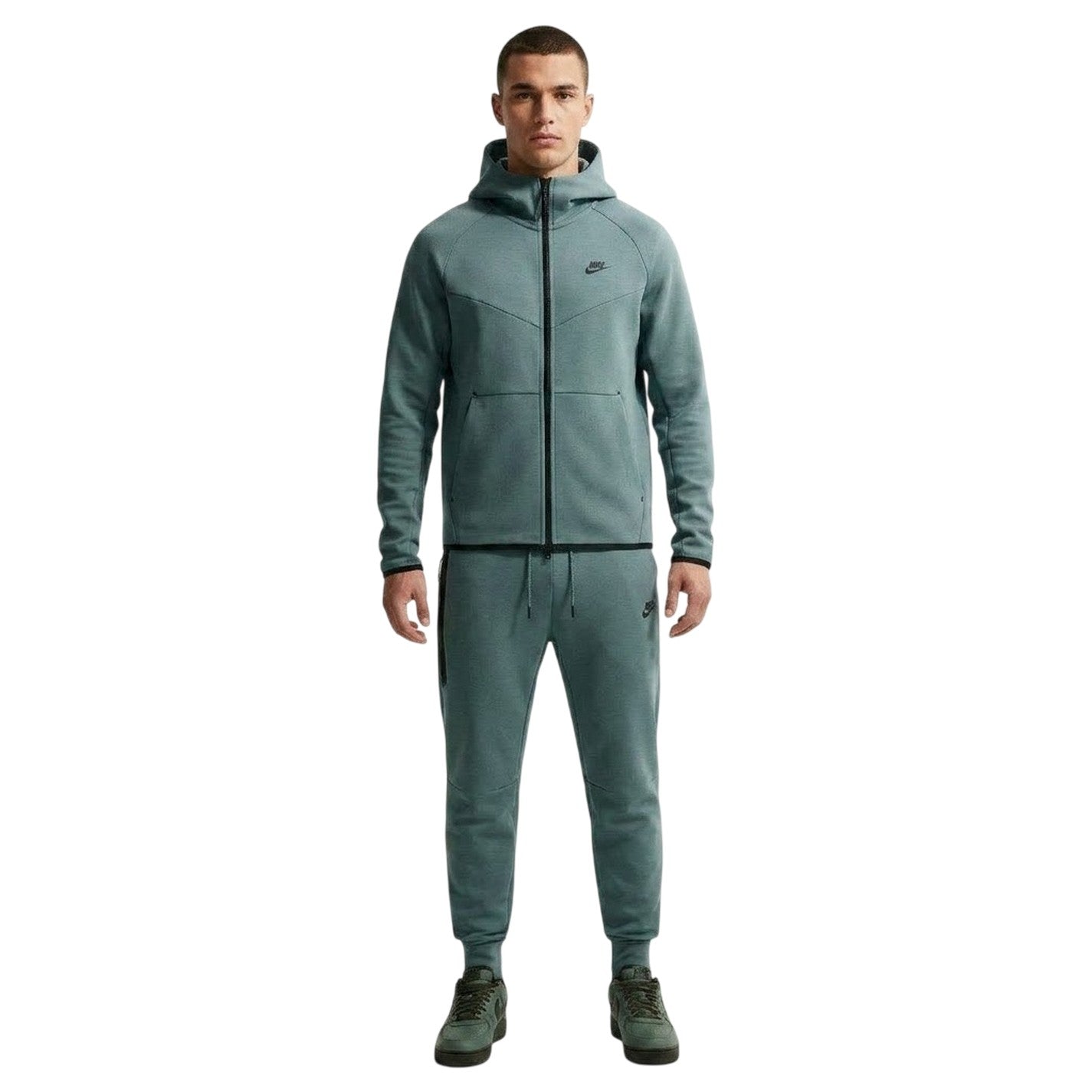 Slate - Front - Nike Mens Tech Chevron Full Zip Hoodie
